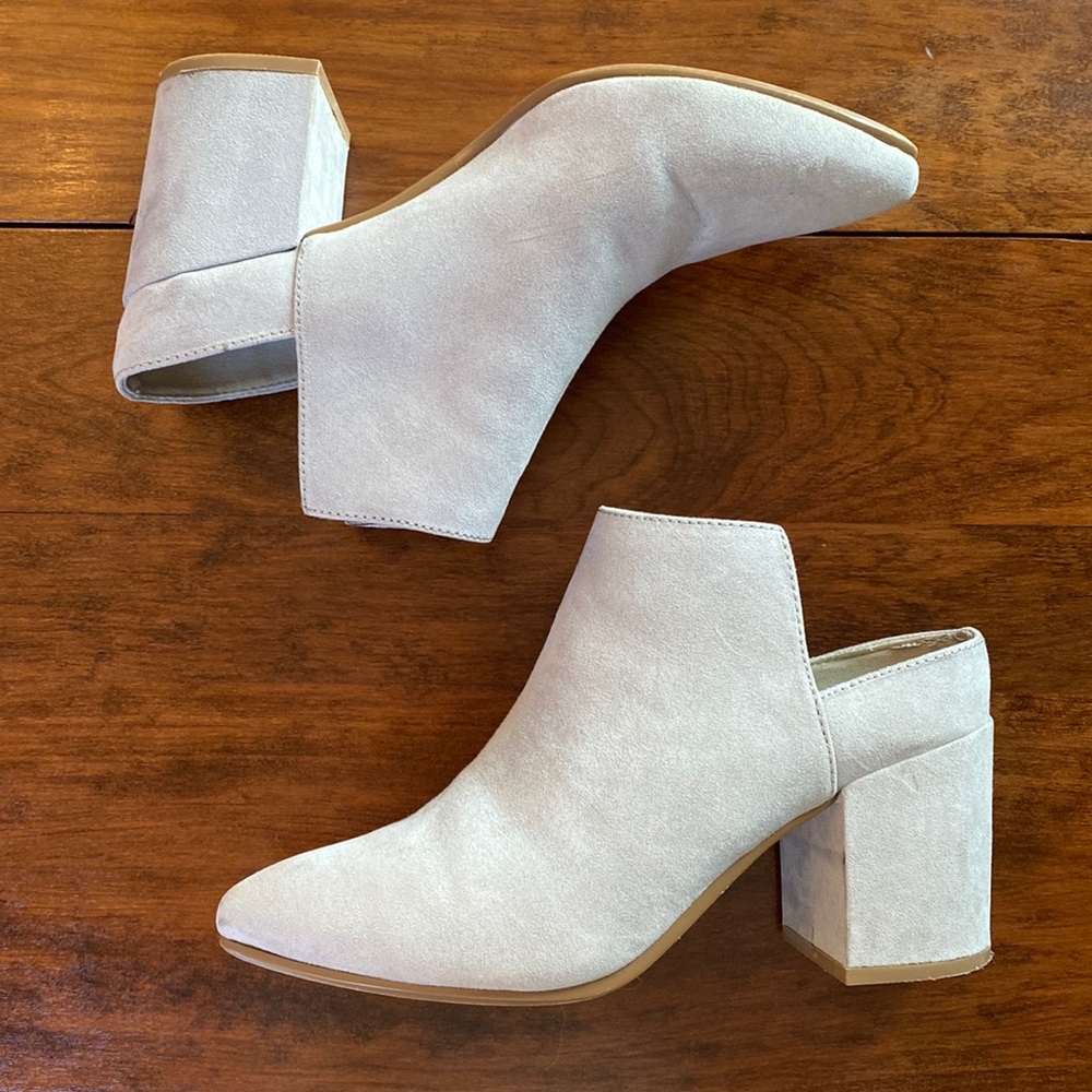 Express Light Grey Open Back Booties - 7 - image 2
